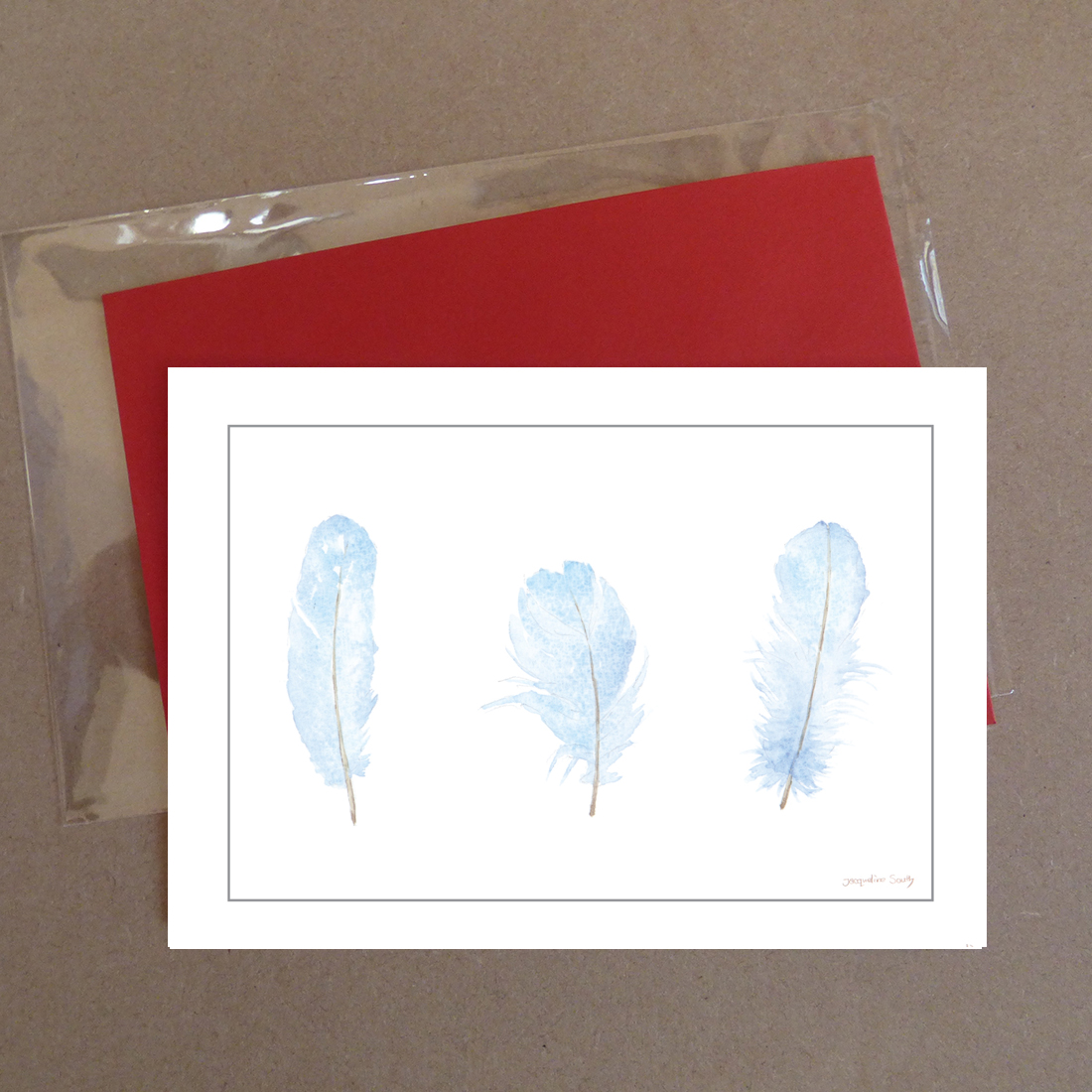 Blue Feathers Greeting Card