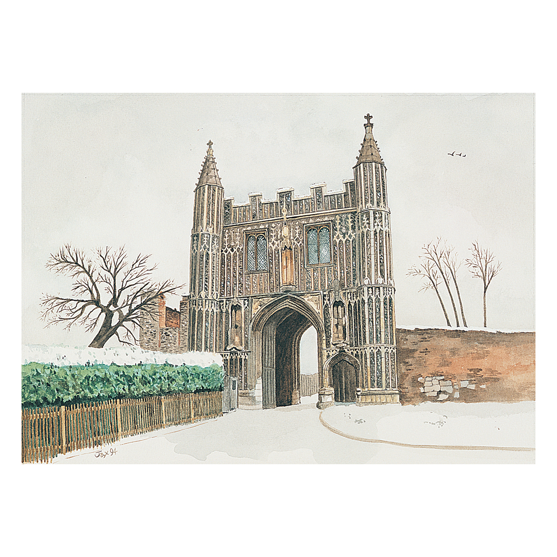 Abbey Gate House in watercolour