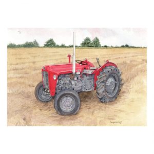 Red Tractor in watercolour
